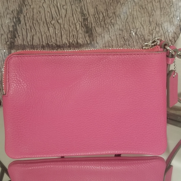 COACH Pink Refined Grain Leather Wristlet - Picture 6 of 9